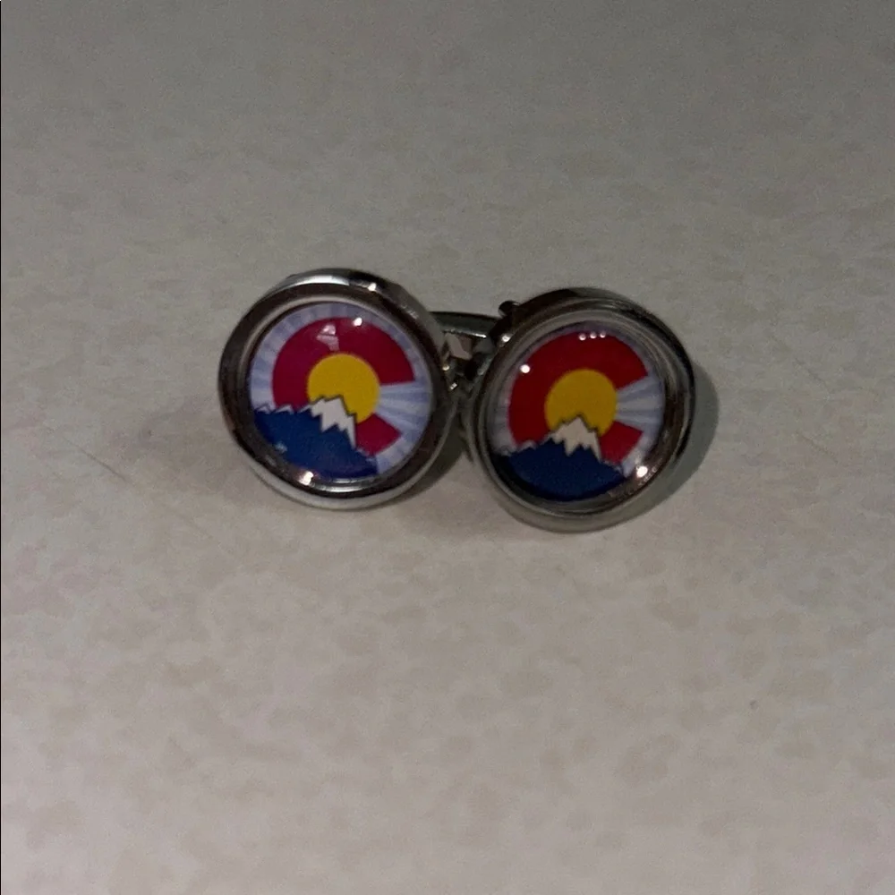 Colorado State Flag Cufflinks Silver